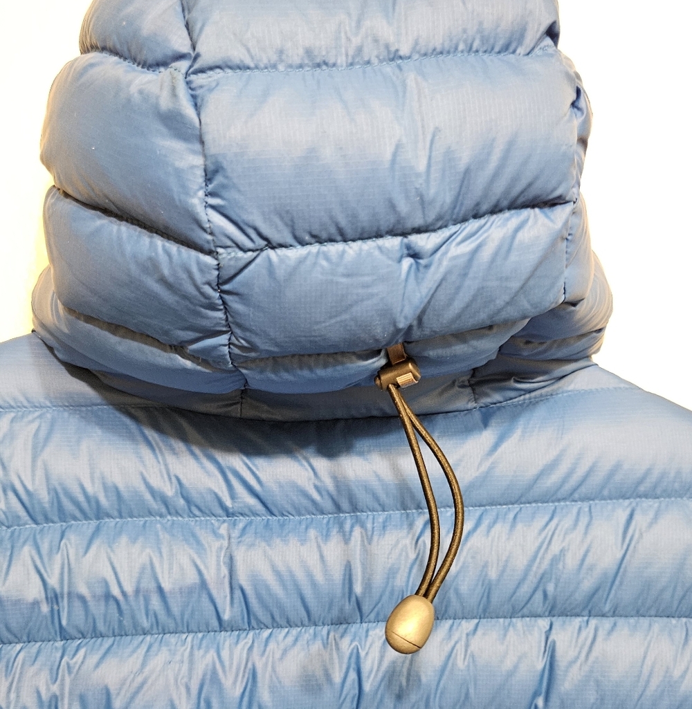Patagonia Down Sweater Hoody Women’s L Blue Lightweight Puffer Jacket Hooded - Picture 10 of 13